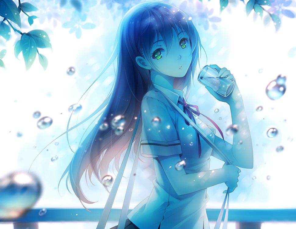 Wallpaper Blue Haired Female Anime Character, Background - Download Free  Image