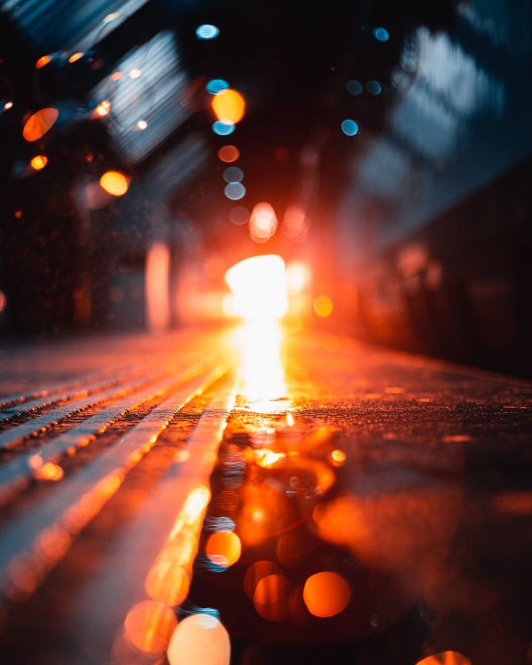 bokeh photography of street lights during night time