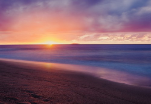 Image sunset, horizon, sea, sunrise, cloud