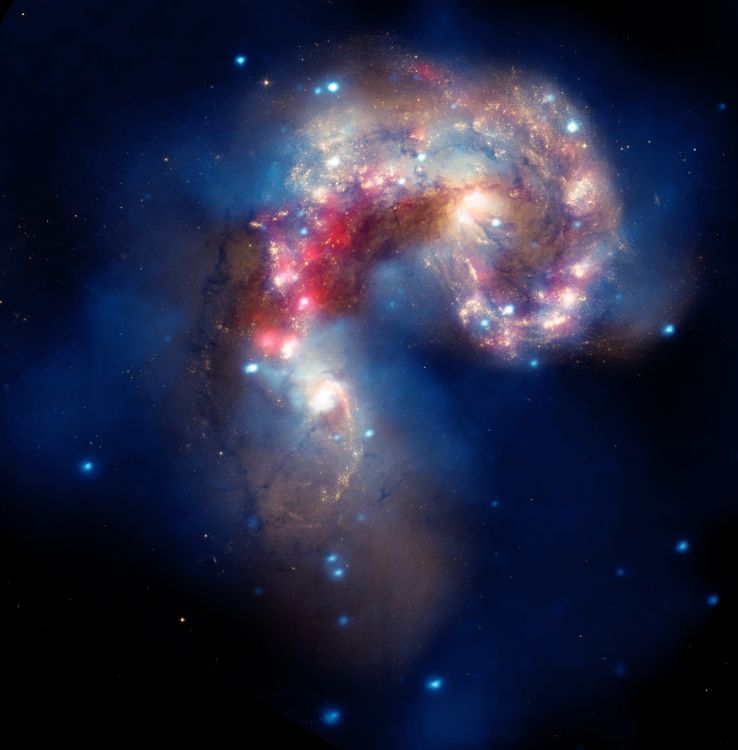 Ilustración de Galaxia Azul y Roja. Wallpaper in 3545x3600 Resolution