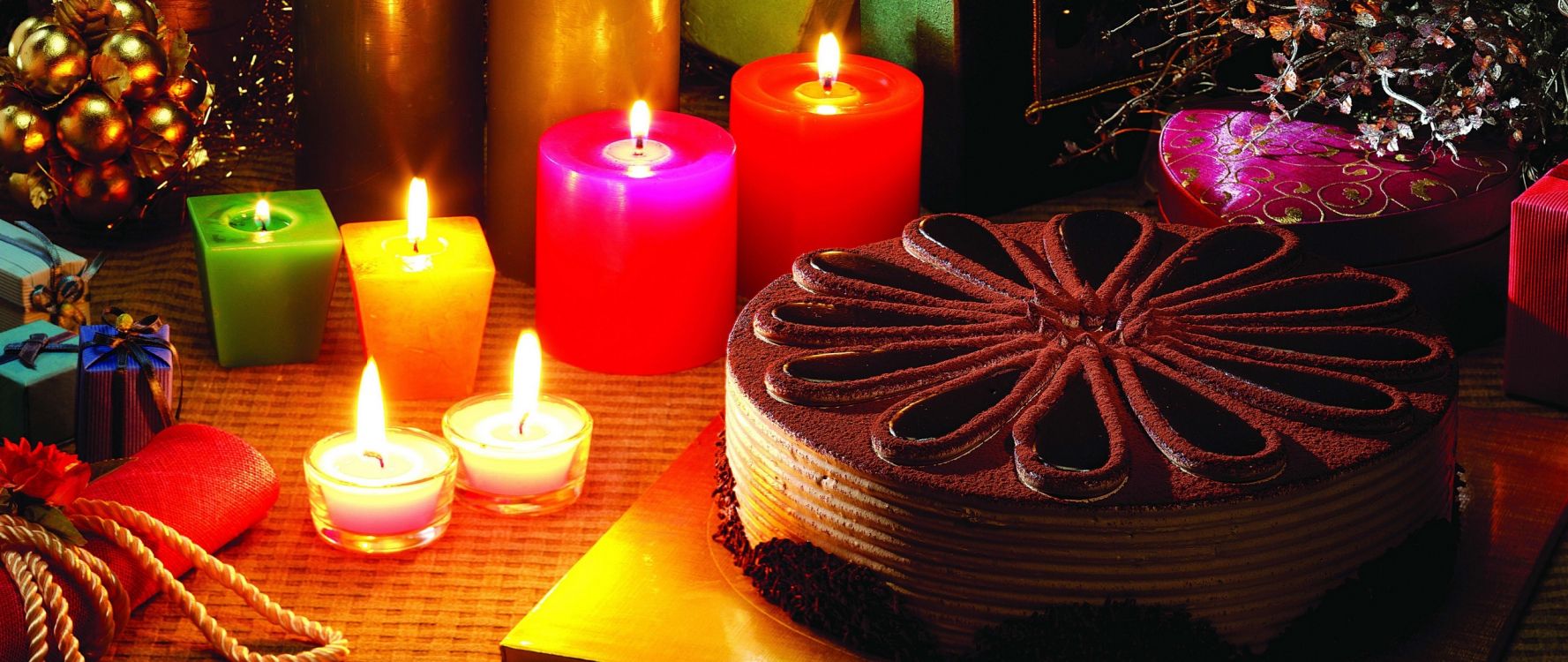 Christmas Decoration, Holiday, Candle, Lighting, Event. Wallpaper in 2560x1080 Resolution