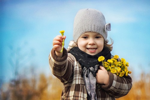 Image child, smile, knit cap, fun, headgear