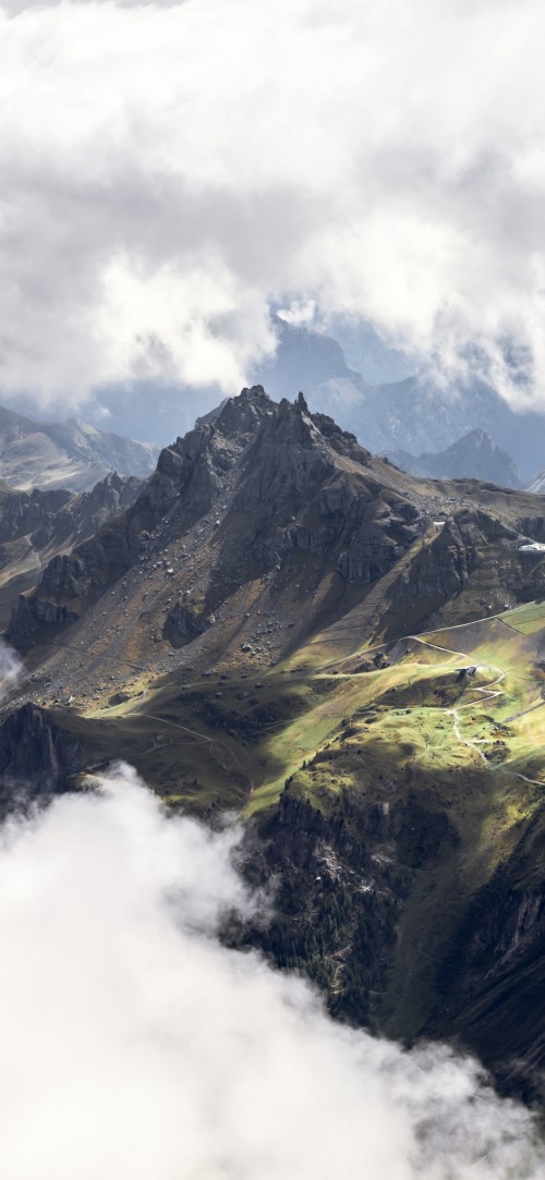 Image mountain, mountain range, cloud, slope, cumulus