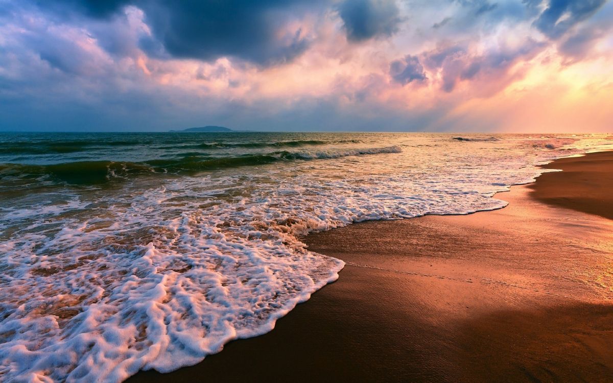 Sonnenuntergang, Strand, Meer, Gewässer, Welle. Wallpaper in 3840x2400 Resolution