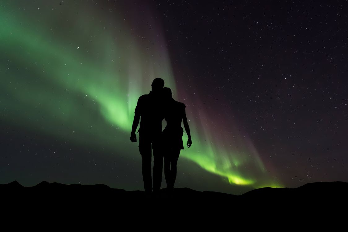 Silhouette, Aurora, Licht, Atmosphäre, Nacht. Wallpaper in 5407x3605 Resolution