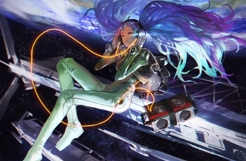 Image hatsune miku, vocaloid, art, anime, graphics