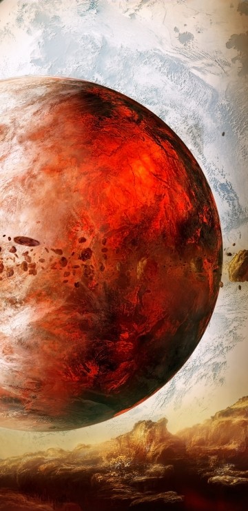 Image red and brown moon painting