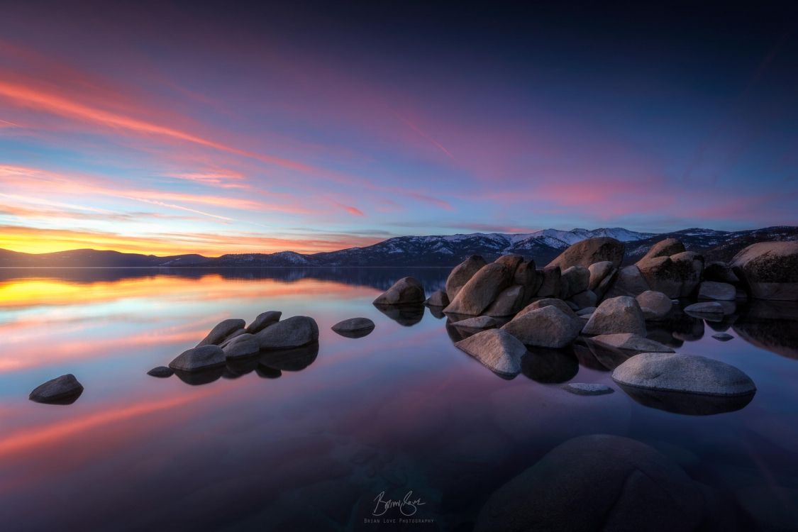 Puesta, Lake Tahoe, Orilla, Mar, Naturaleza. Wallpaper in 2700x1800 Resolution