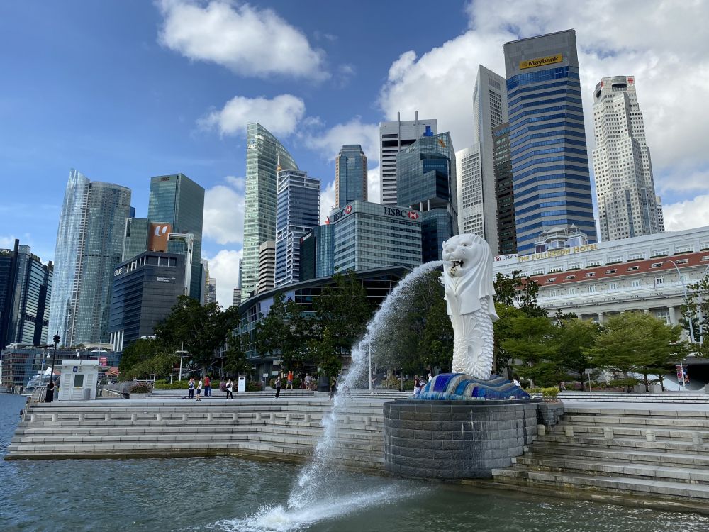 singapore, water, tower block, daytime, fountain