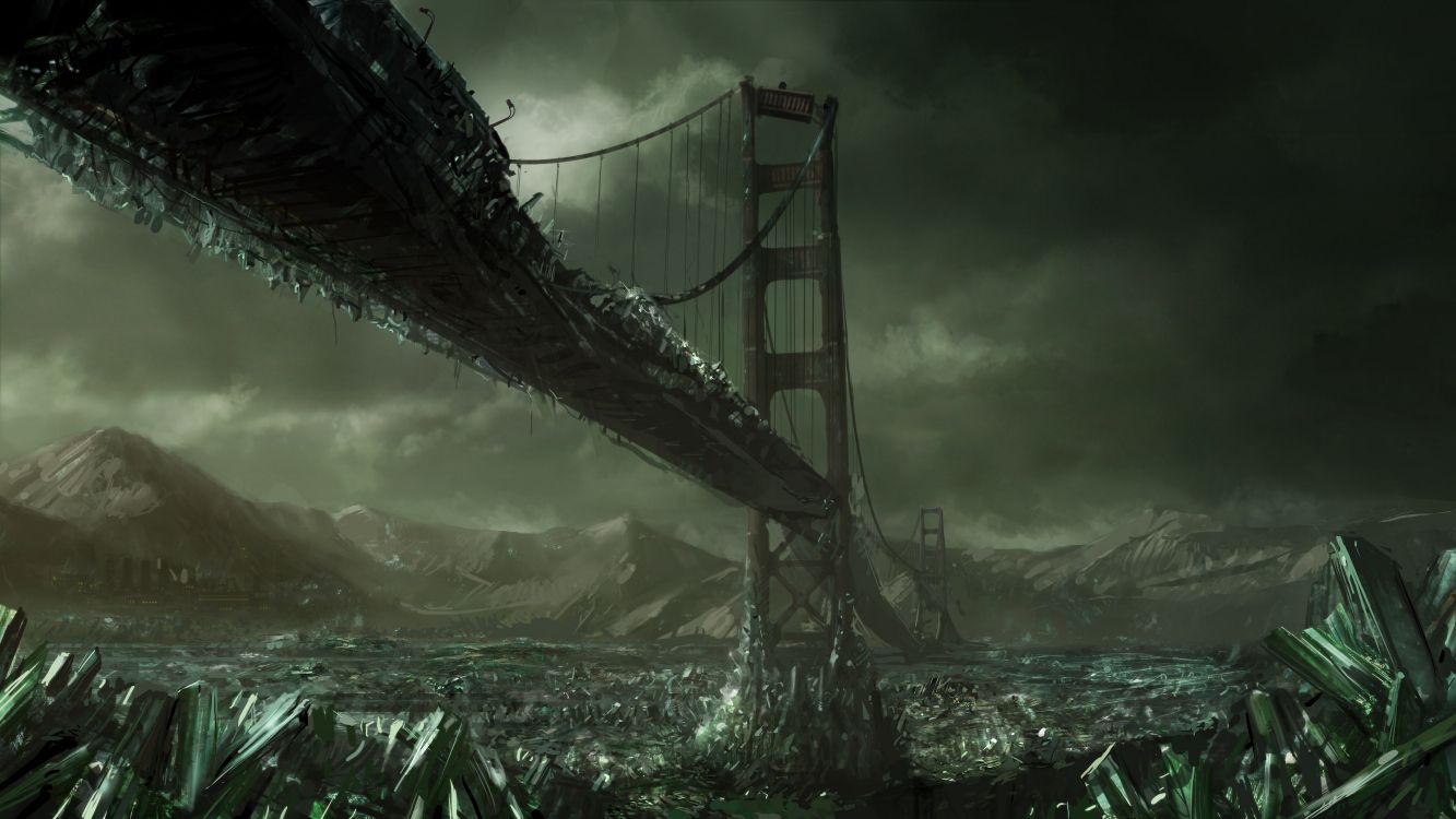 Darkness, Bridge, Apocalyptic Fiction, Post Apocalyptic Bridge, Sky. Wallpaper in 4000x2250 Resolution