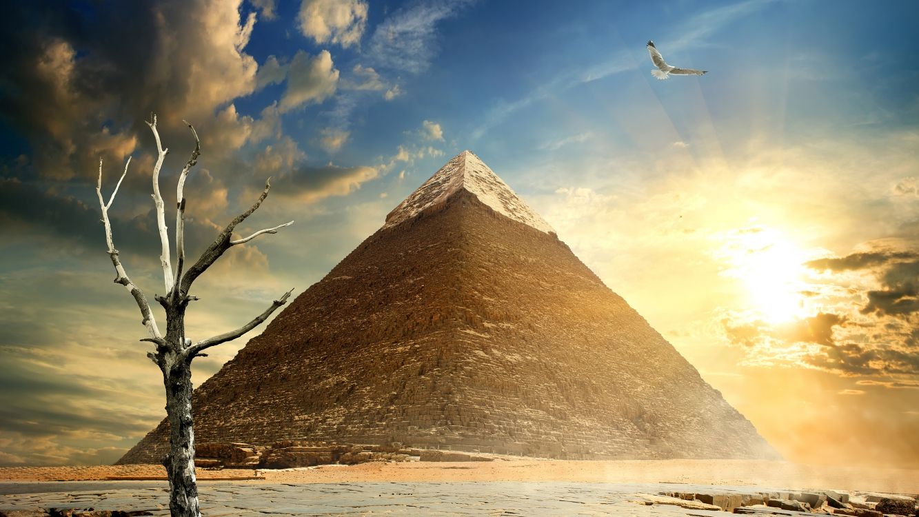 Pyramide de Khafré, La Grande Pyramide de Gizeh, Grand Sphinx de Gizeh, Pyramide du Soleil, Saqqarah. Wallpaper in 3840x2160 Resolution