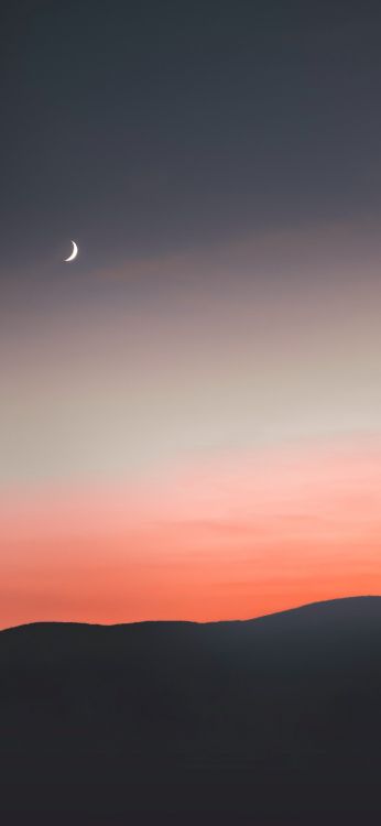 Luna, Puesta, de la Media Luna. Wallpaper in 1400x3032 Resolution