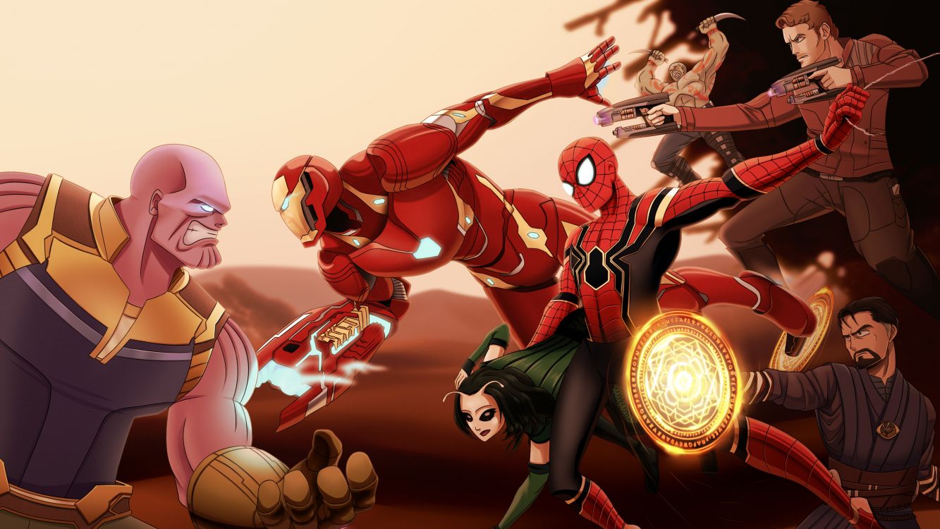 Thanos, Spider-man, 超级英雄, 惊奇漫画, 泰坦 壁纸 3840x2160 允许