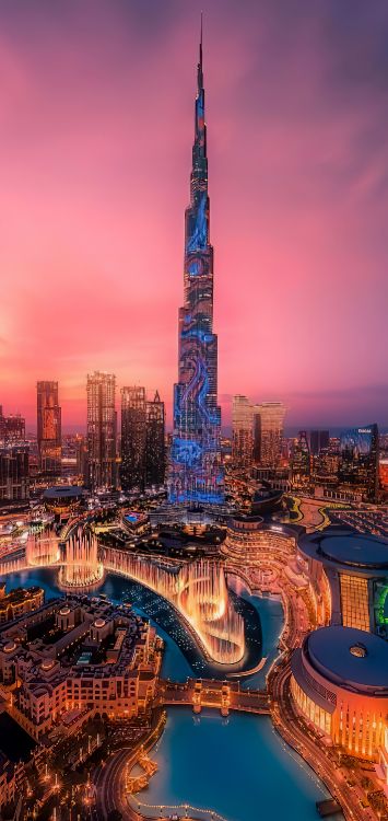 Dubai, Cityscape, Skyscraper, Building, Atmosphere. Wallpaper in 1422x3000 Resolution