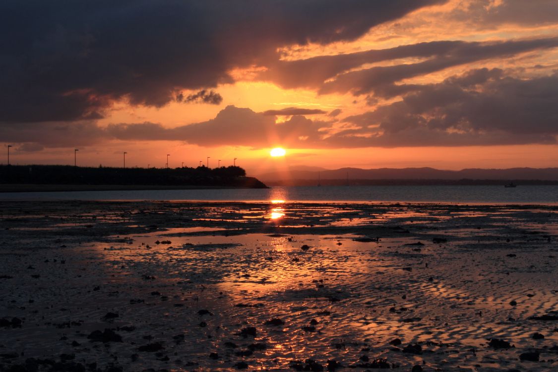 sky, dusk, reflection, horizon, cloud