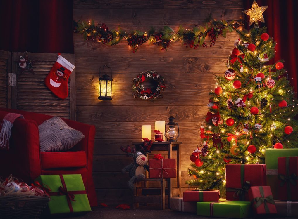 Arbre de Noël, Le Jour De Noël, Décoration de Noël, Éclairage, Les Lumières de Noël. Wallpaper in 8000x5887 Resolution
