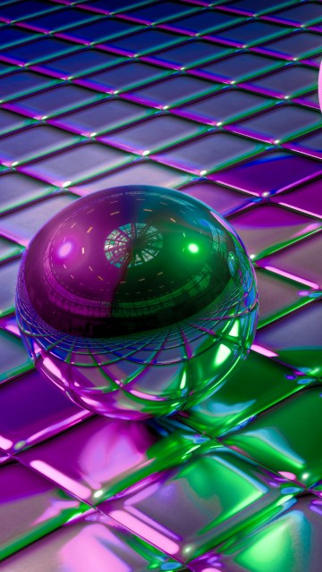 Image pink and green balloons on purple metal frame