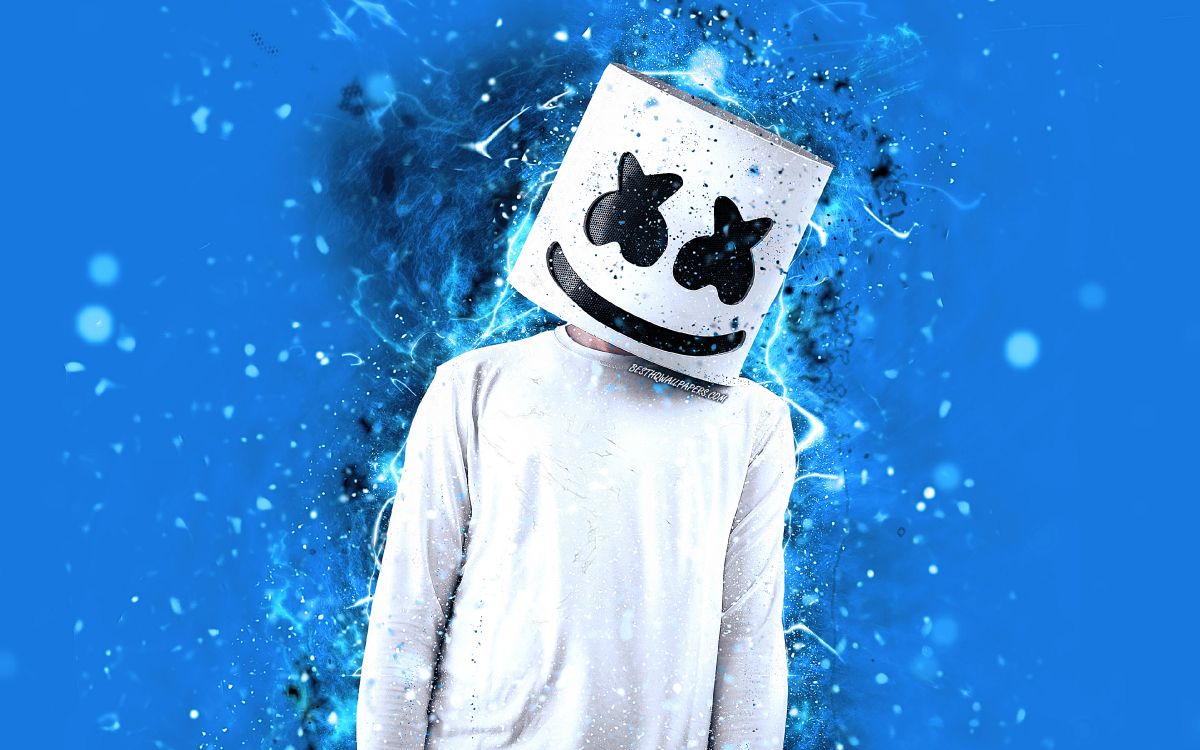 dj Marshmello, Azul, Ilustración, Diseño Gráfico, Invierno. Wallpaper in 3840x2400 Resolution