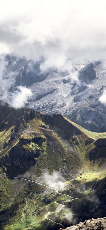 mountain, cloud, natural landscape, highland, slope