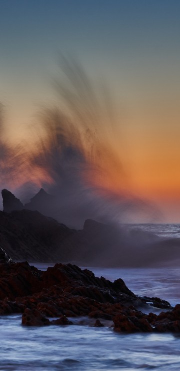 Image sea, sunset, wave, nature, ocean