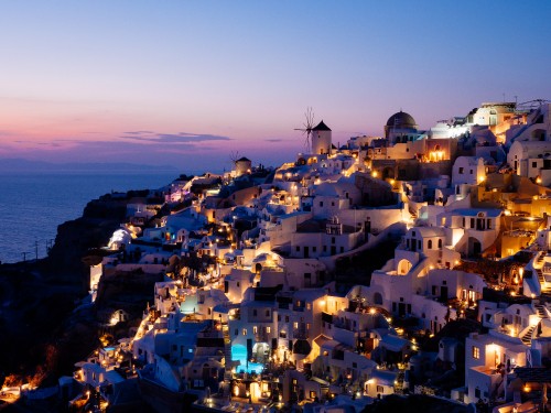 Image oia, travel, town, night, city