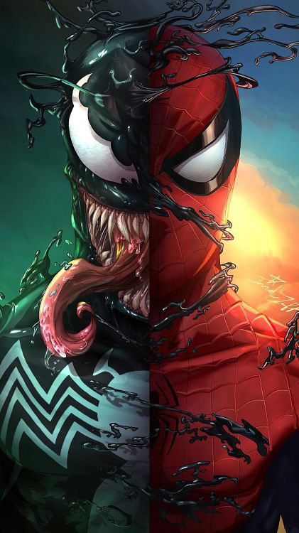 Venin de Spiderman, Spider-man, Venin, Spider-man Contre Venin, Art. Wallpaper in 1080x1920 Resolution