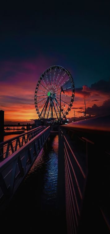 Ferris, Eau, Roue, Atmosphère, la Journée. Wallpaper in 1420x3000 Resolution