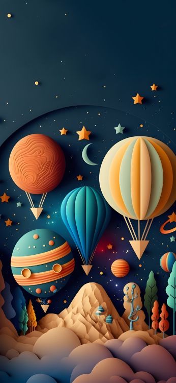 Xiaomi, Telefon, Aerostat, Hot Air Ballooning, Azure. Wallpaper in 1440x3120 Resolution