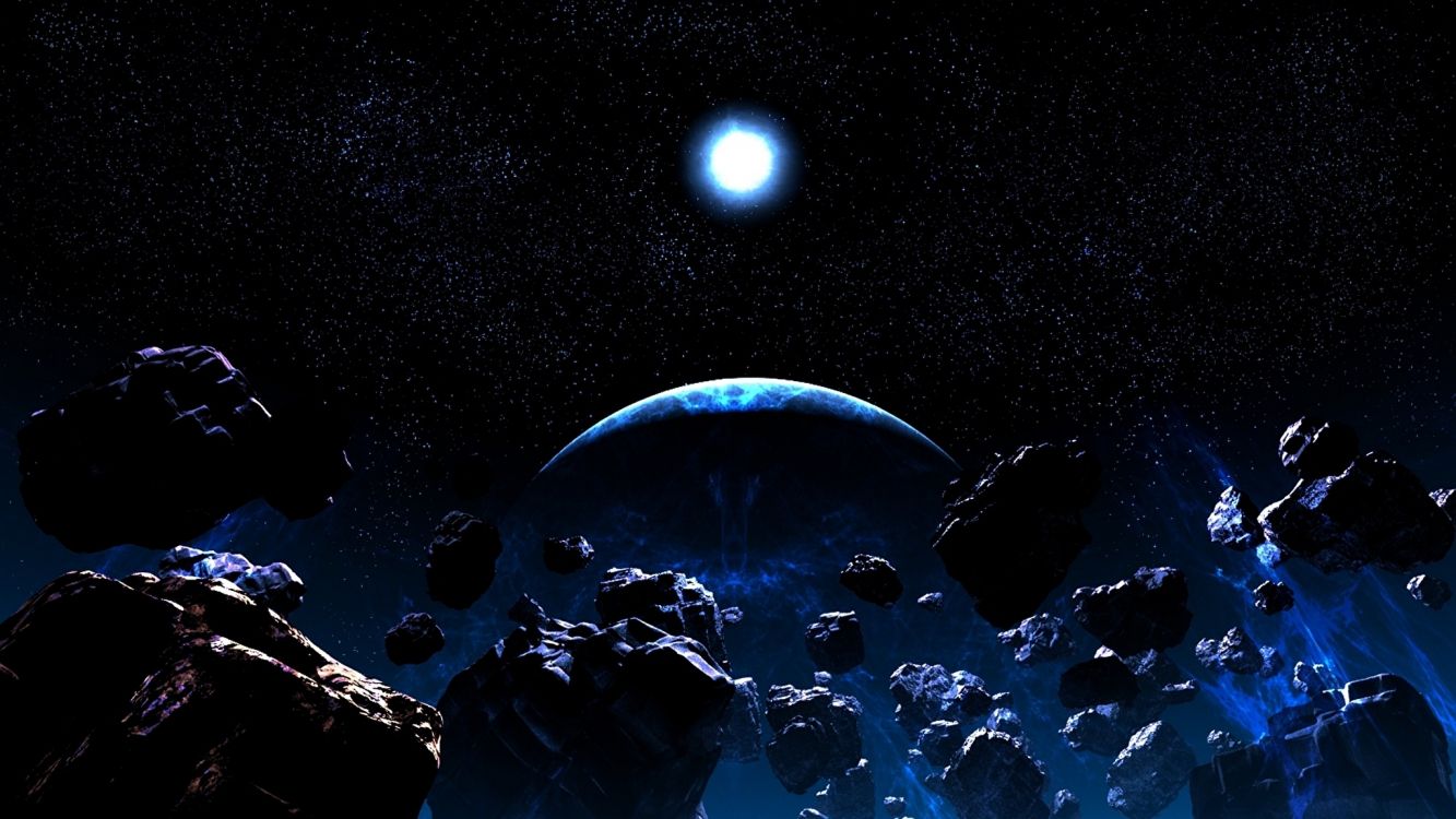 Lune et Étoiles Bleues et Blanches. Wallpaper in 2048x1152 Resolution
