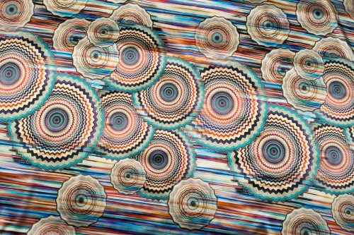 Image white blue and brown textile