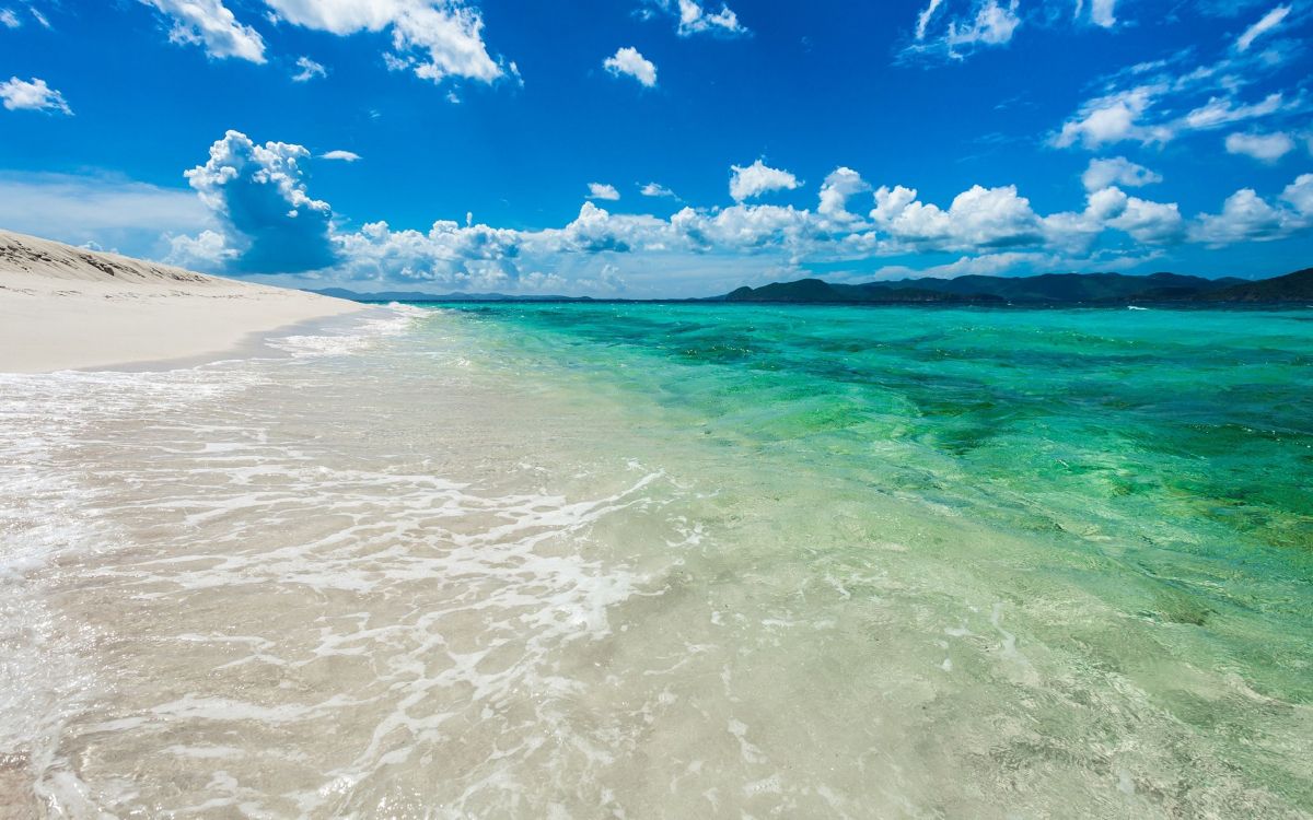 blue sky and white clouds over sea