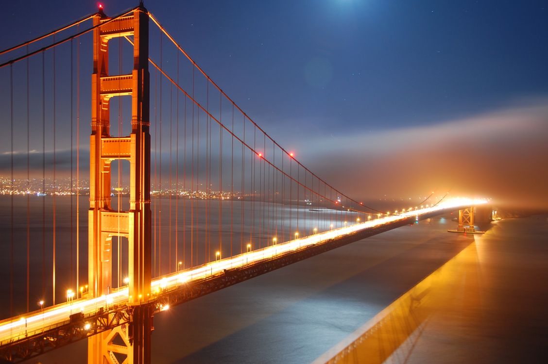 golden gate bridge during night time