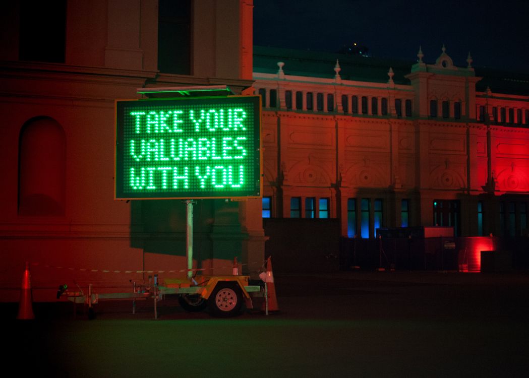 green and black led signage