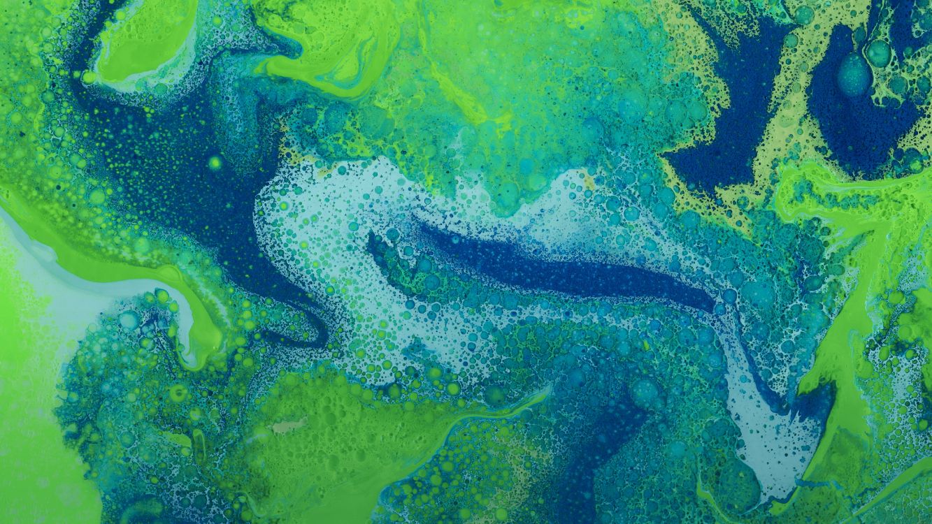 Pintura Abstracta Verde y Azul. Wallpaper in 5120x2880 Resolution