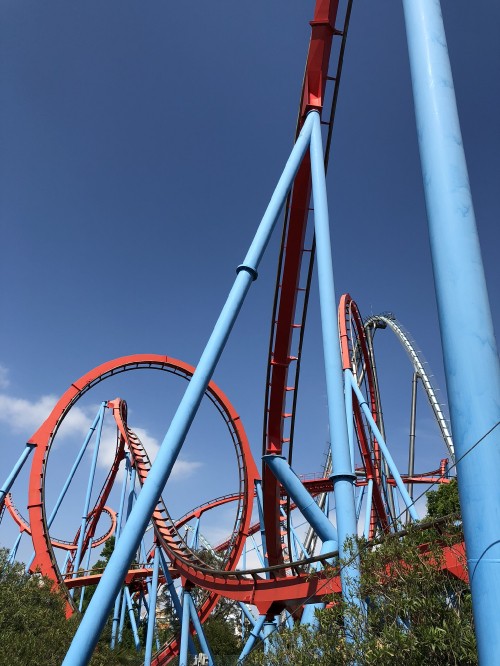 Image roller coaster, tourist attraction, amusement park, nature, blue