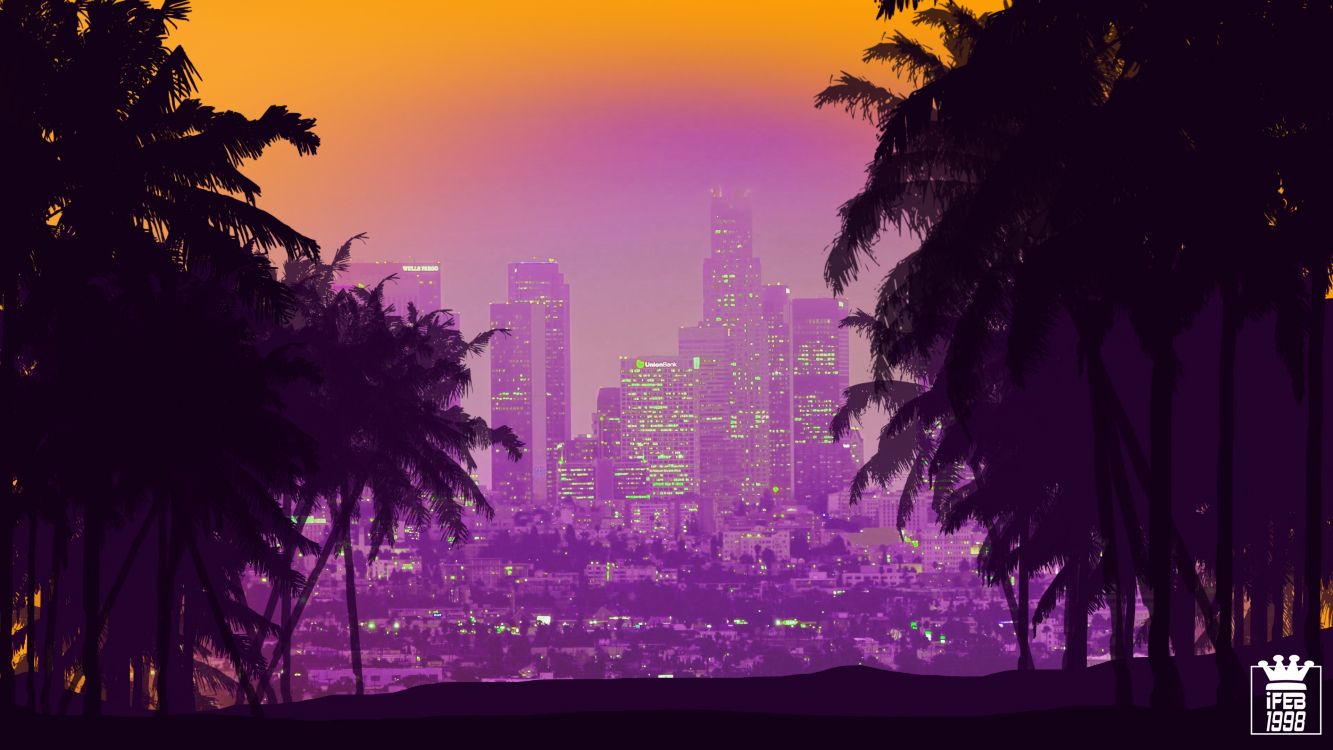 Fondos de Pantalla Horizonte de la Ciudad Durante la Noche, Imágenes y