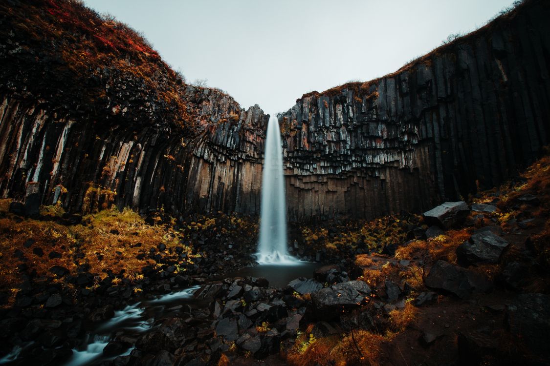 waterfall, nature, water, natural landscape, rock