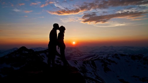 Image People in nature, sunrise, sunset, mountain, horizon