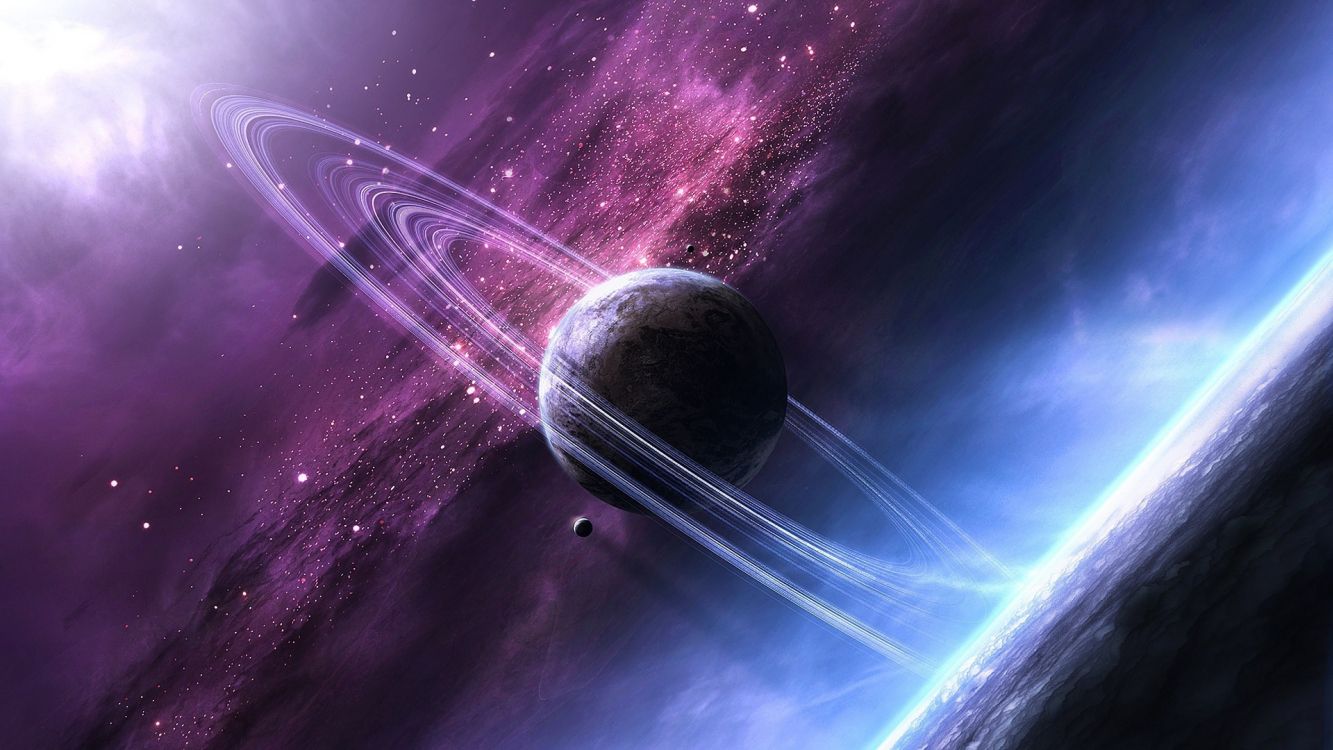 purple and white planet illustration