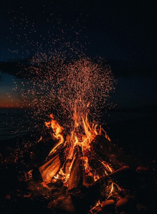 Download wallpaper 1920x1080 bonfire, fire, camping, sparks full hd, hdtv,  fhd, 1080p hd background