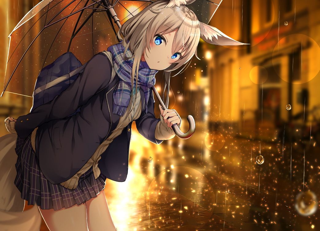 Parapluie Fille Triste Anime, L'anime, L'art Numérique, Art, Artiste. Wallpaper in 3840x2765 Resolution