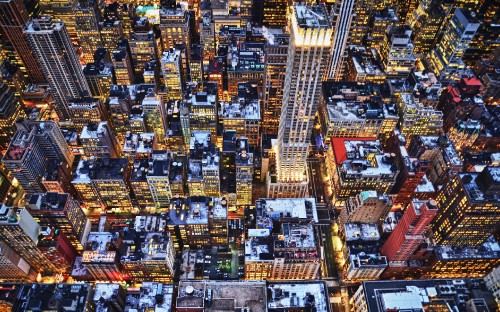 Image aerial view of city buildings during daytime