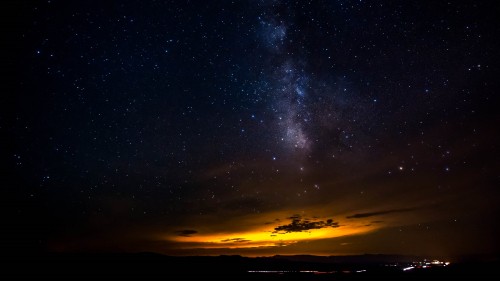 Image silhouette of mountain under starry night