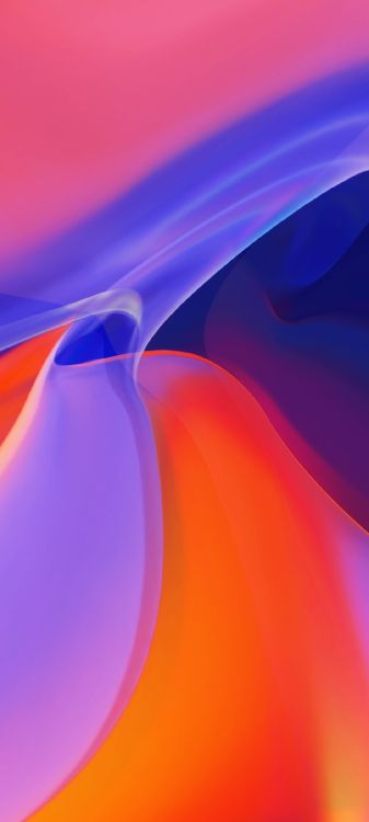 Neon, Ola, Naranja, Arte Digital, Azul. Wallpaper in 1080x2400 Resolution