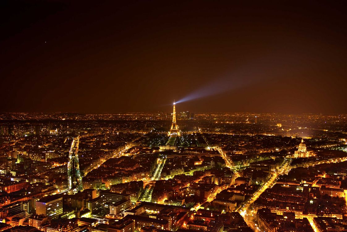 aerial view of city during night time