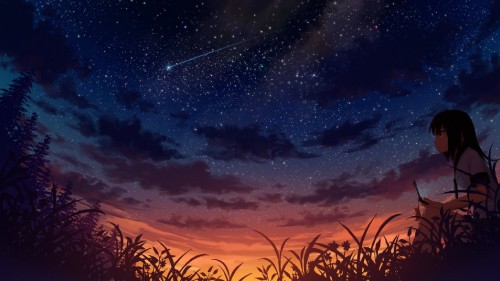 Image silhouette of trees under blue sky with stars during night time