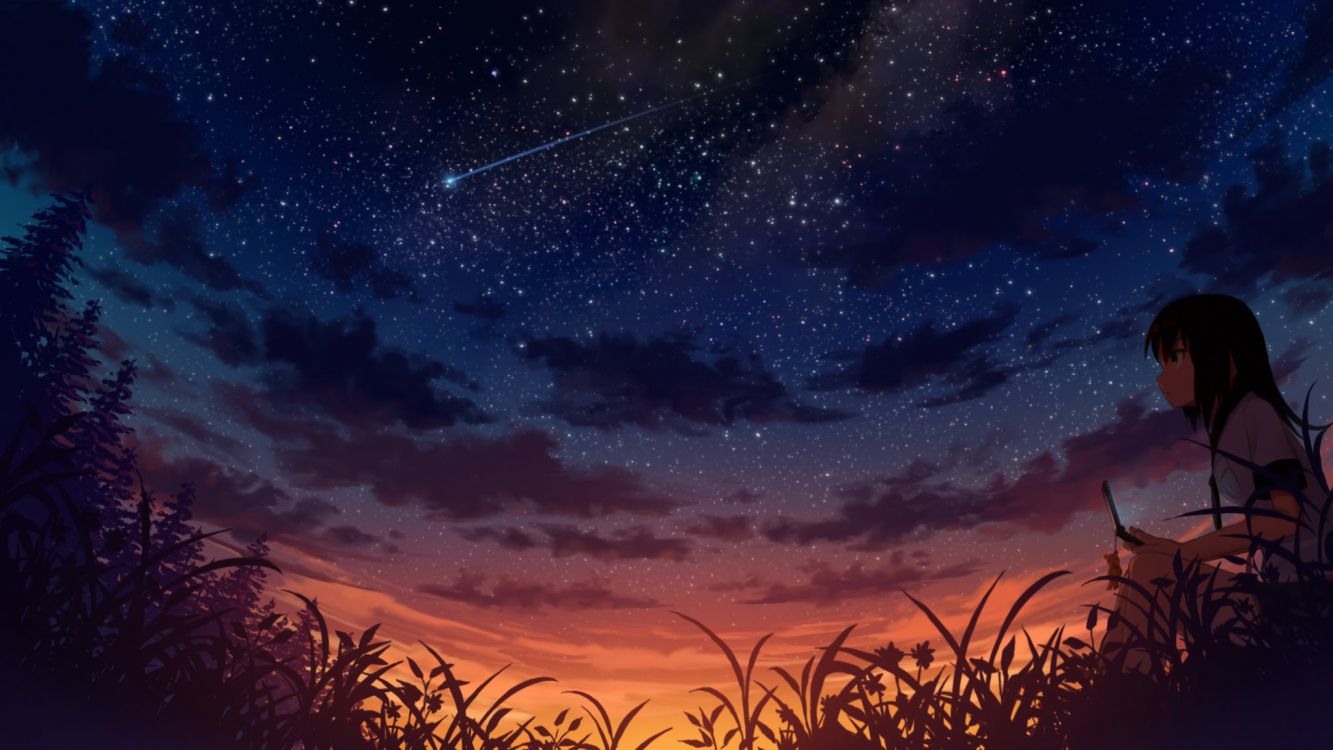 Anime Night Time Sky Wallpapers  Wallpaper Cave