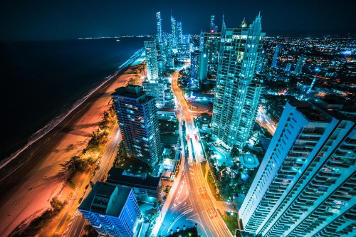 Image city skyline during night time