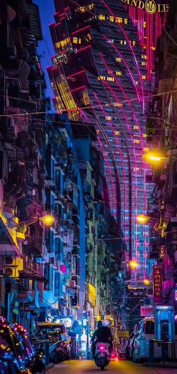 Manzana, Edificio, Luz, Morado, Electricidad. Wallpaper in 1421x3000 Resolution