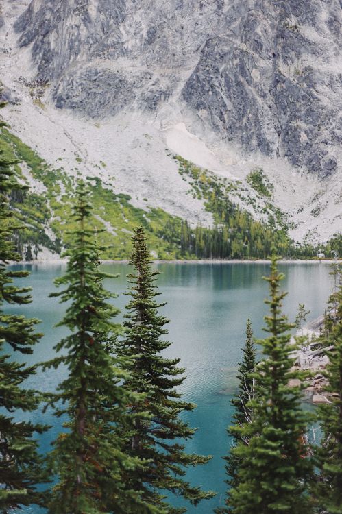 dragontail peak, mountain, Colchuck Lake, body of water, nature